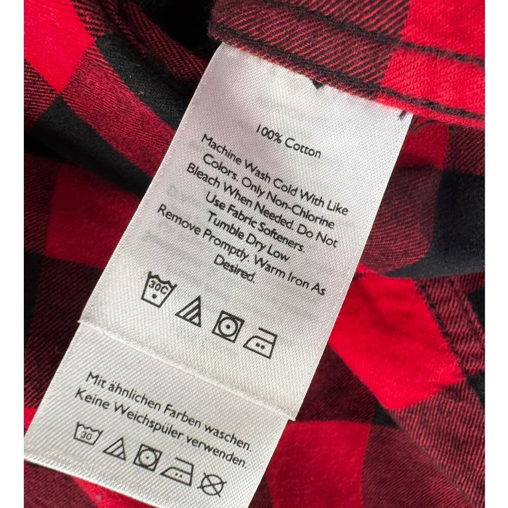 Eddie Bauer Womens Small Red Black Buffalo Plaid Button Front Cotton Shirt - Picture 3 of 10